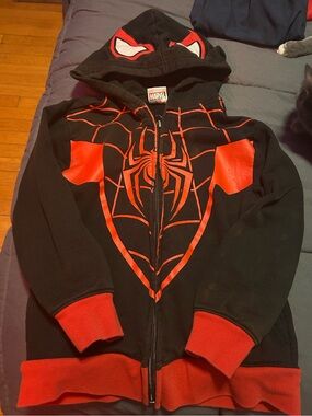 Marvel Black and Red Spider Emblem Zip Hoodie